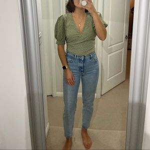 Abercrombie puff sleeve wrap top